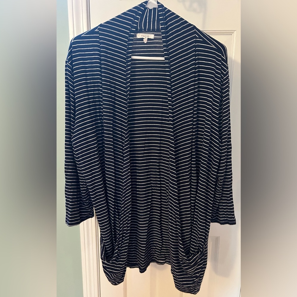 Maurice’s Striped Blue and White Large Women's Cardigan